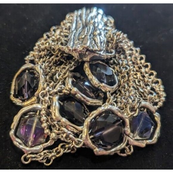 Stunning Vintage Estate Multi Strand Chain Purple Faceted Bead Bracelet 8" - Picture 7 of 8